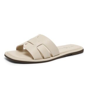 Luffymomo Women’s Beige Slip On Slide Sandals Size 11